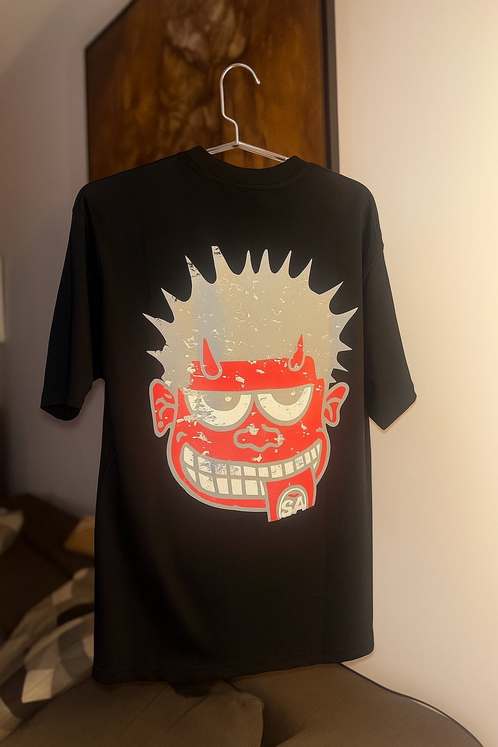 🧨 DEVIL GRIN Oversized Graphic Tee – Urban Chaos Edition